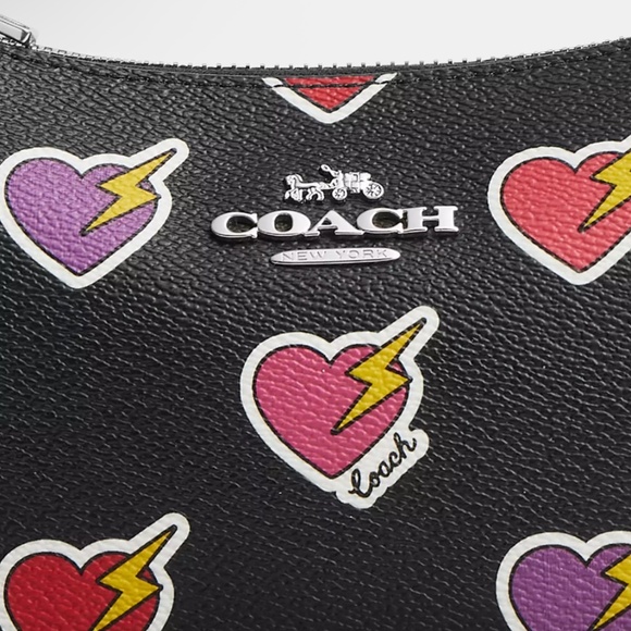 Coach Teri Shoulder Bag With Heart Bolt Print - Picture 7 of 12